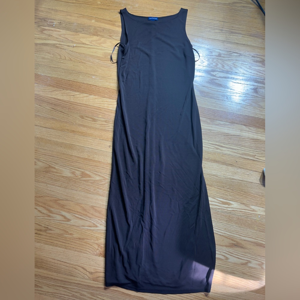 Ann Taylor. Size 12. Chocolate Brown maxi dress with side slit.